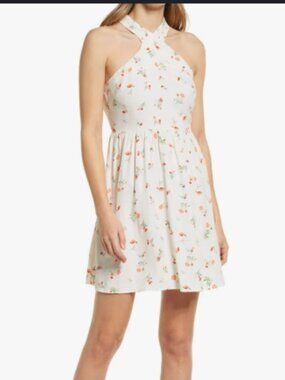 Fourteenth Place floral halter dress in white size XS NWT spring summer wear